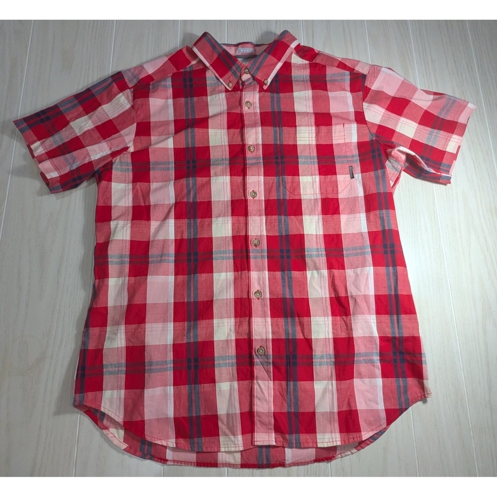 Columbia Rapid Rivers II Men's Red White Blue Plaid Short Sleeve Button Shirt L